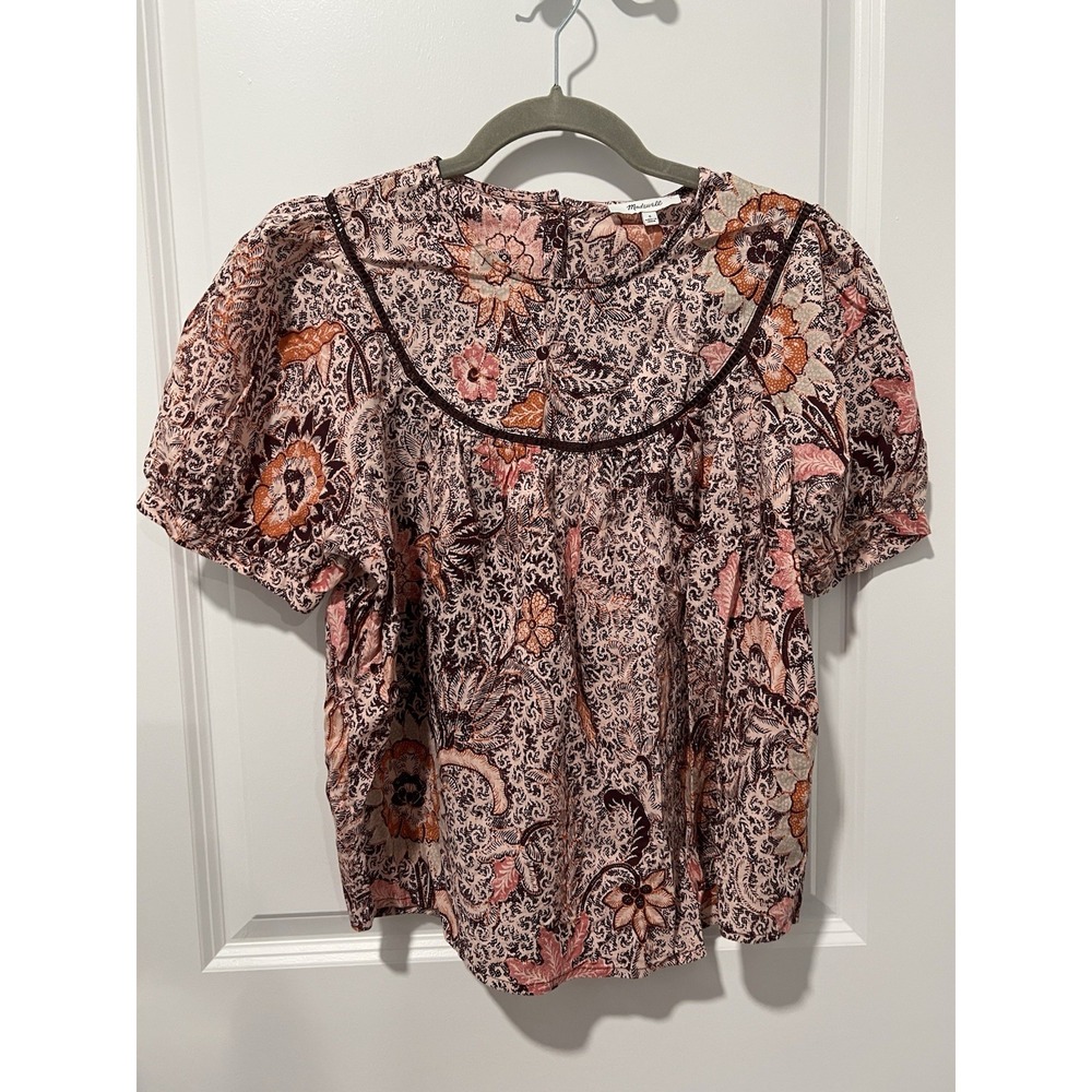 Madewell - Yoked Puff-Sleeve Top‎ in Bali Blooms - Size Small NWT